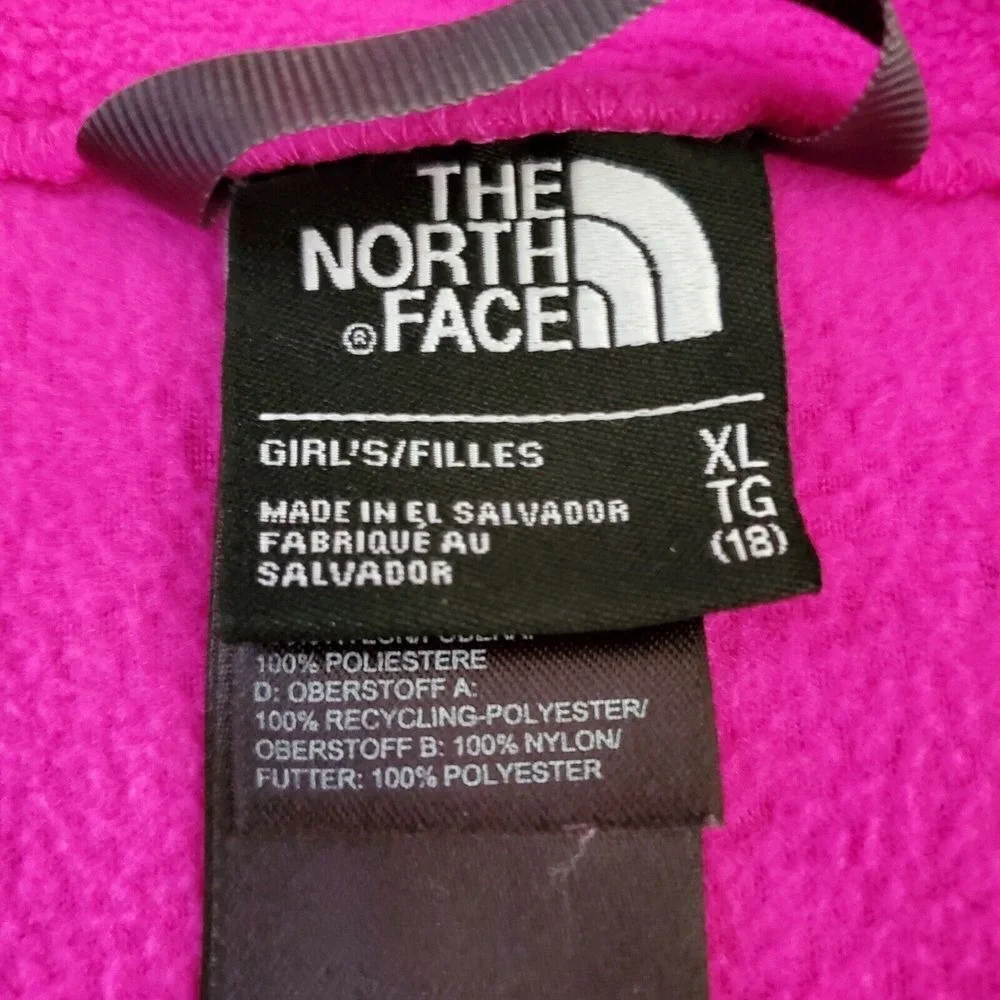 The North Face Jacket Girls XL Pink Grey Full Zip‎ Fleece Hiking